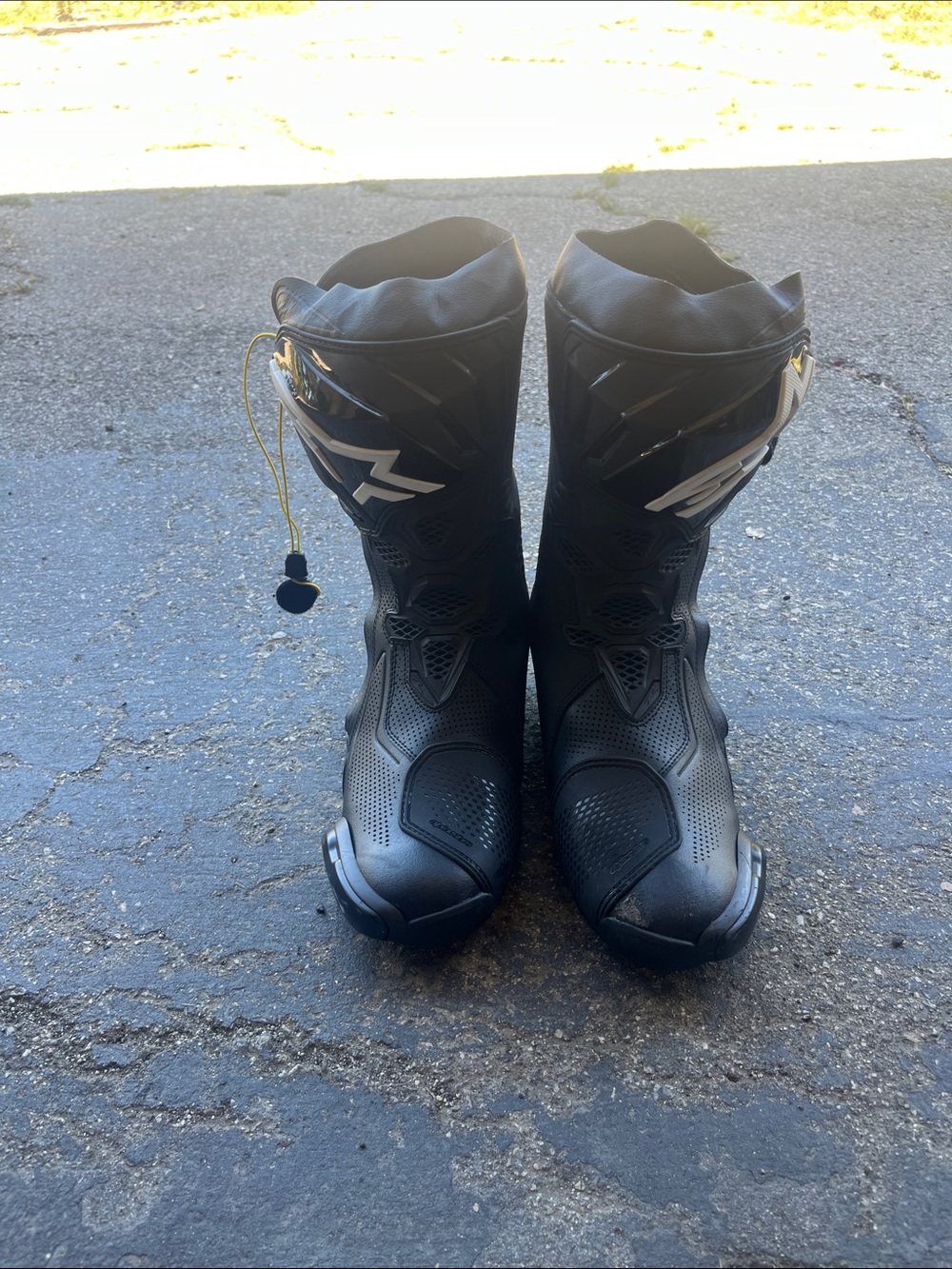 Alpinestars Black and White Motorcycle Racing Boots